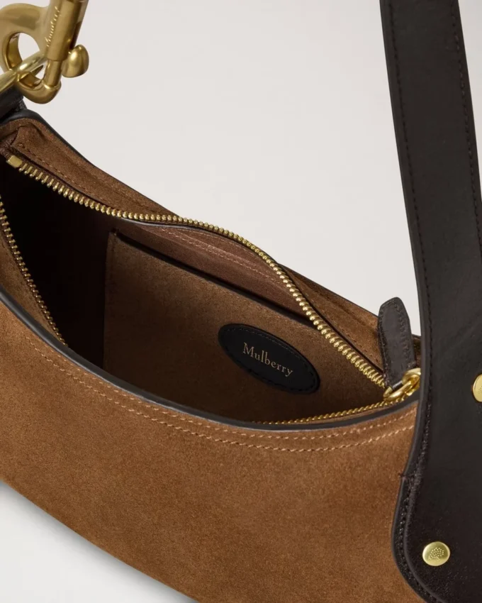 Small Hackney Shoulder Bag Vintage Oak Suede Top Handle Bags