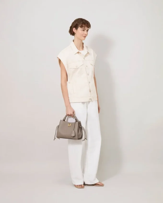 Small Iris Cashmere Taupe Heavy Grain Women