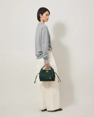 Small Iris Mulberry Green & Chalk Heavy Grain & Silky Calf