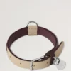 Small Leather Dog Collar Dune & Oxblood Small Classic Grain