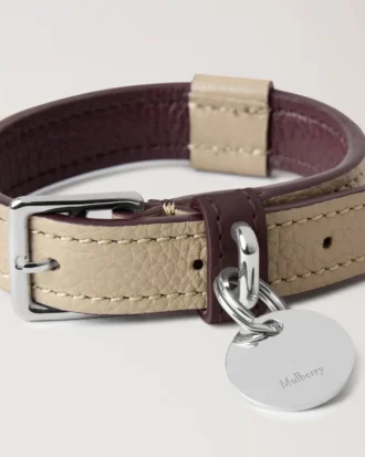 Small Leather Dog Collar Dune & Oxblood Small Classic Grain