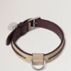 Small Leather Dog Collar Dune & Oxblood Small Classic Grain