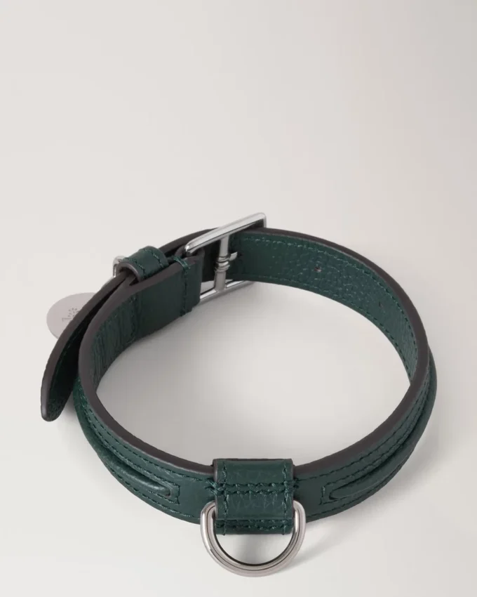 Small Leather Dog Collar Mulberry Green Small Classic Grain