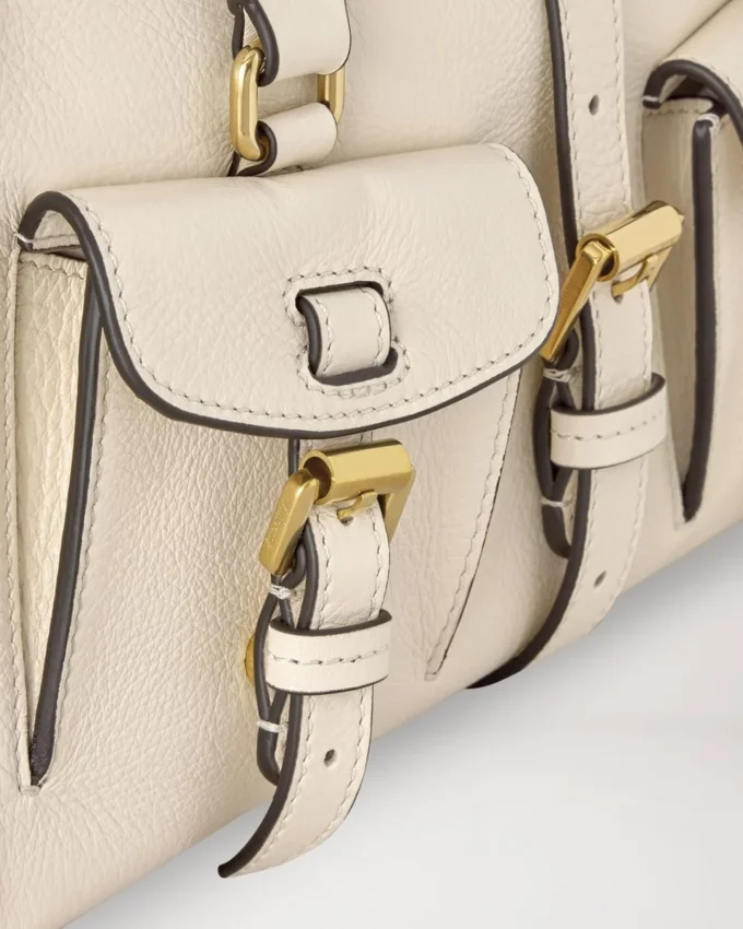 Small Roxanne Eggshell High Shine Leather Women
