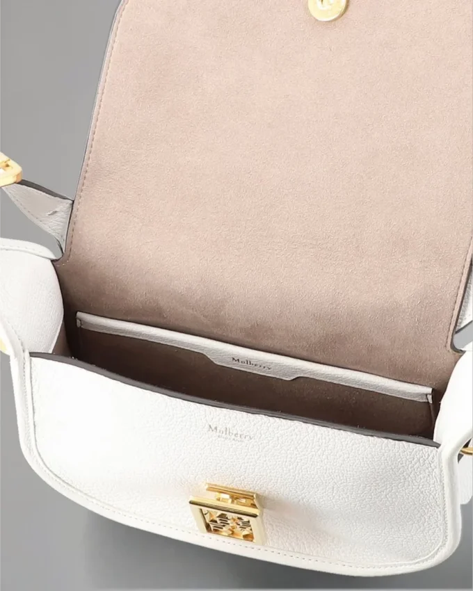 Small Sadie Satchel Pre-Loved White Goat Print Leather
