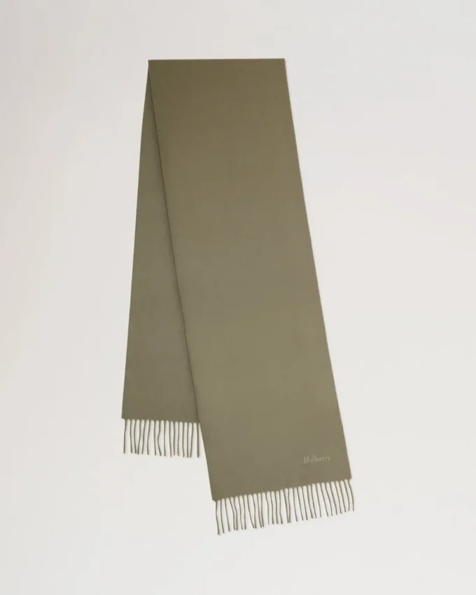 Small Solid Merino Wool Scarf Linen Green Merino Wool
