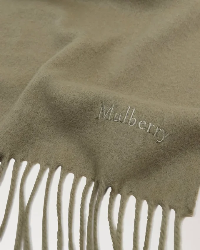 Small Solid Merino Wool Scarf Linen Green Merino Wool
