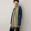Small Solid Merino Wool Scarf Linen Green Merino Wool