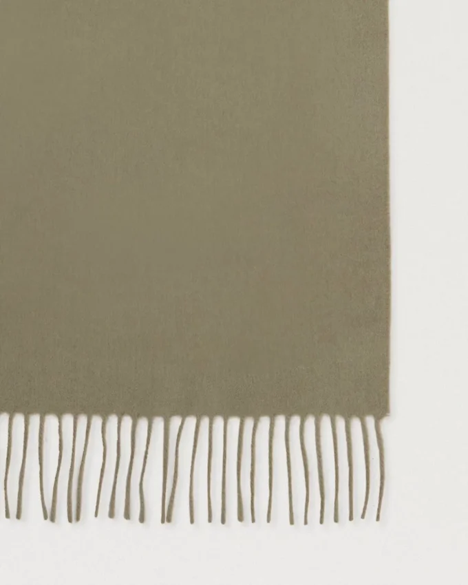 Small Solid Merino Wool Scarf Linen Green Merino Wool