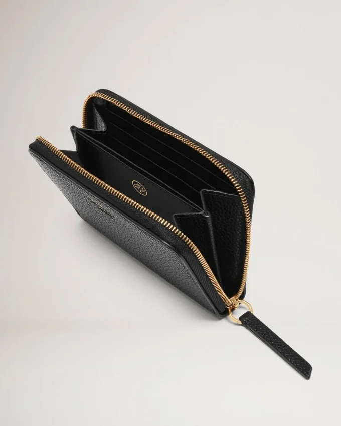 Small Zip Around Purse Black Small Classic Grain