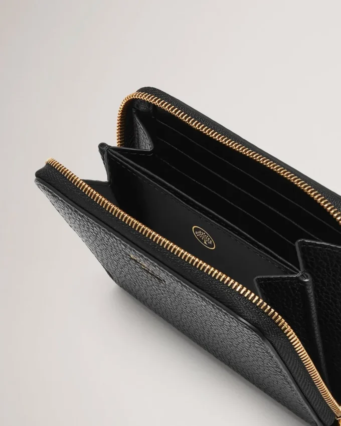 Small Zip Around Purse Black Small Classic Grain