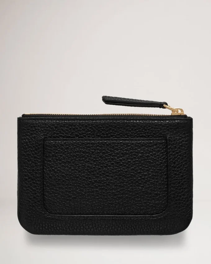 Small Zip Coin Pouch Black Small Classic Grain Women