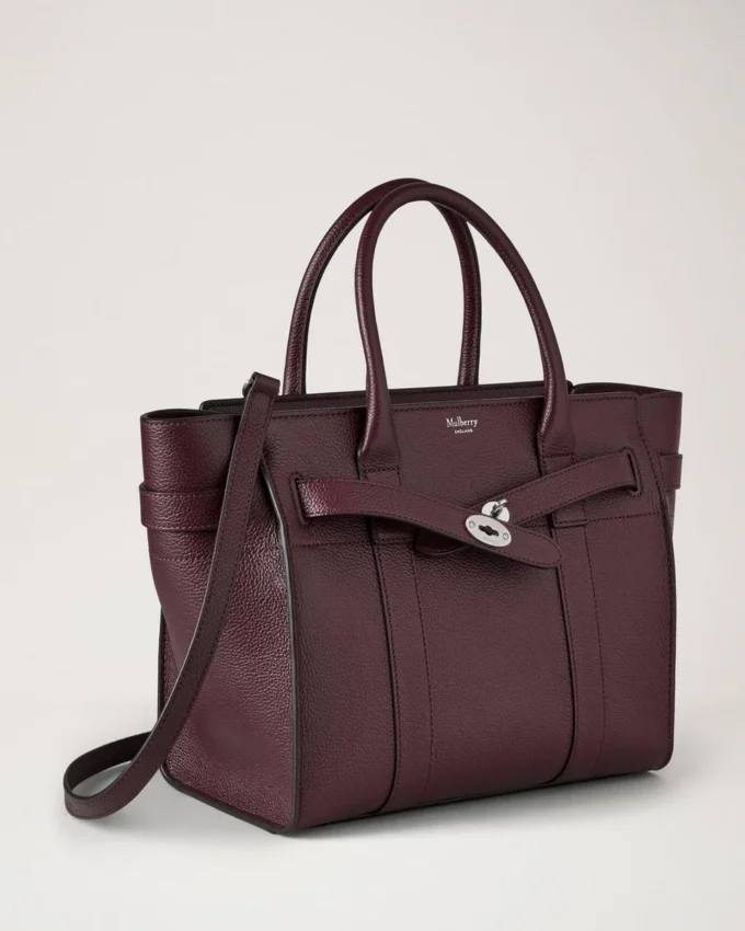 Small Zipped Bayswater Black Cherry Small Classic Grain