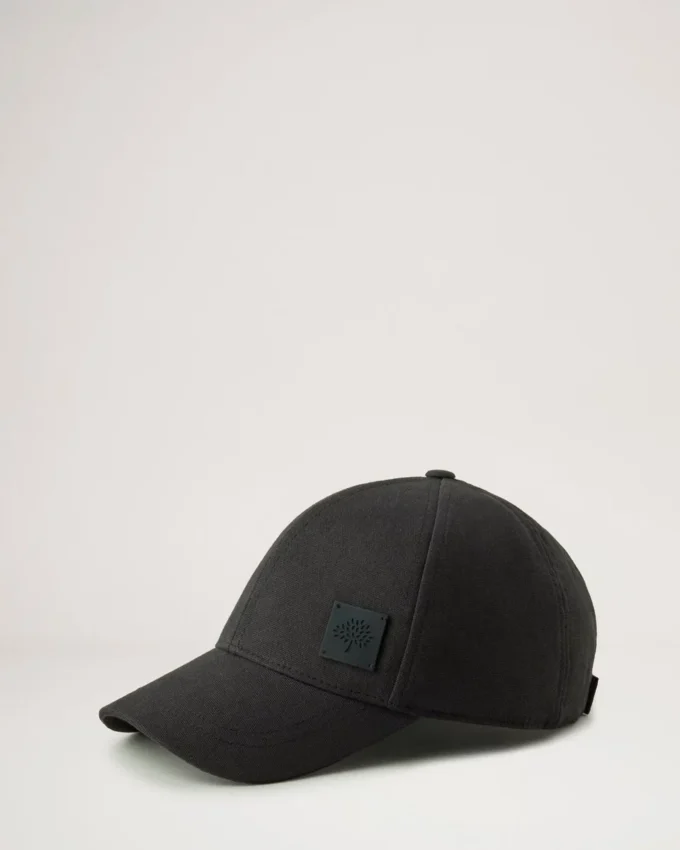 Solid Baseball Cap Black Organic Cotton Women