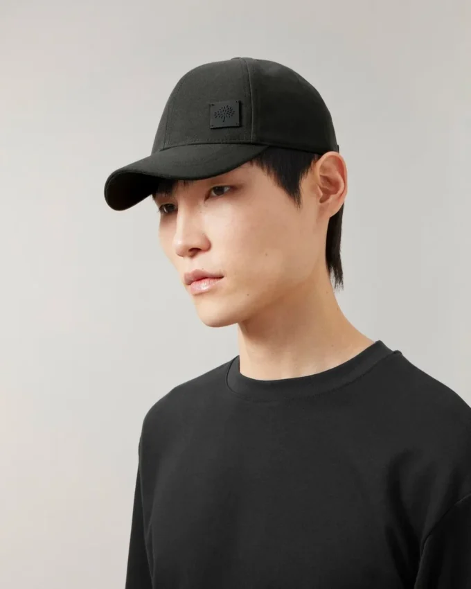 Solid Baseball Cap Black Organic Cotton Women
