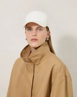 Solid Baseball Cap Ecru Cotton Men