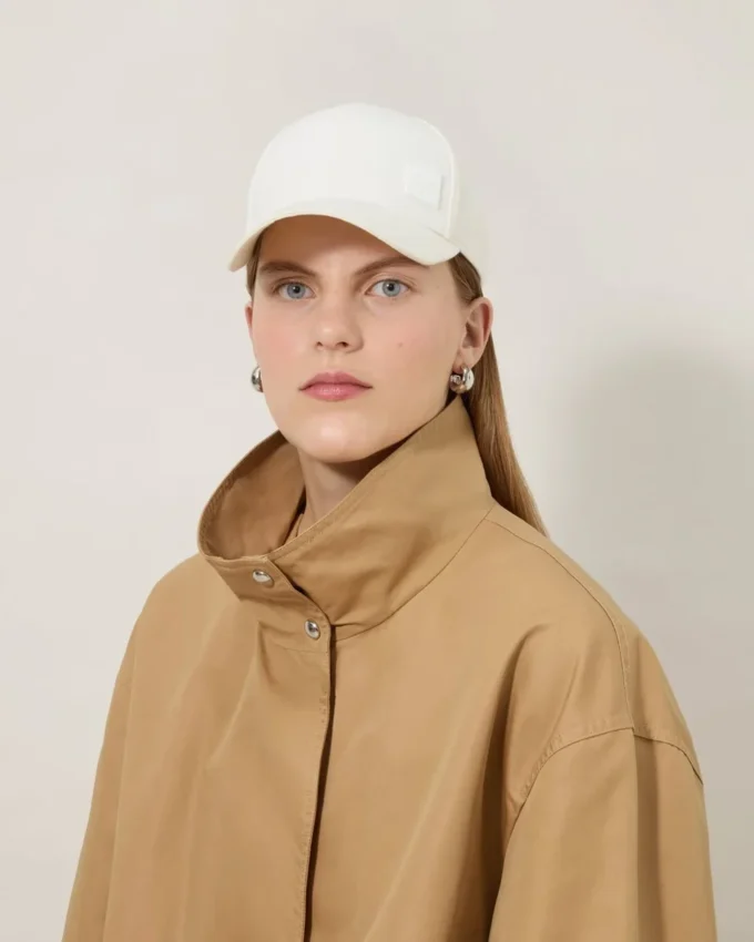 Solid Baseball Cap Ecru Cotton Men