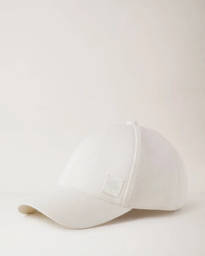 Solid Baseball Cap Ecru Cotton Men