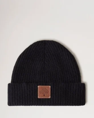 Solid Beanie Black Mixed Material Men