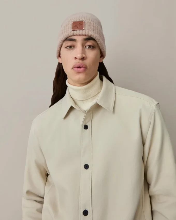 Solid Beanie Maple Mixed Material Men