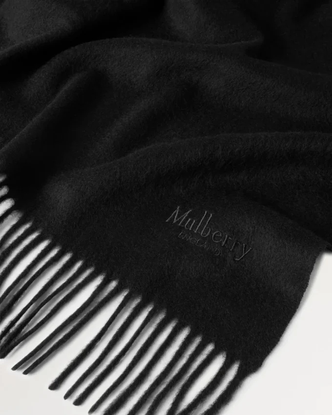 Solid Merino Wool Scarf Black Merino Wool Women