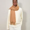 Solid Merino Wool Scarf Camel Merino Wool Women