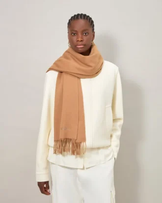 Solid Merino Wool Scarf Camel Merino Wool Women