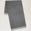 Solid Merino Wool Scarf Grey Melange Embroidered Merino Wool