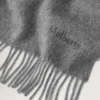 Solid Merino Wool Scarf Grey Melange Embroidered Merino Wool