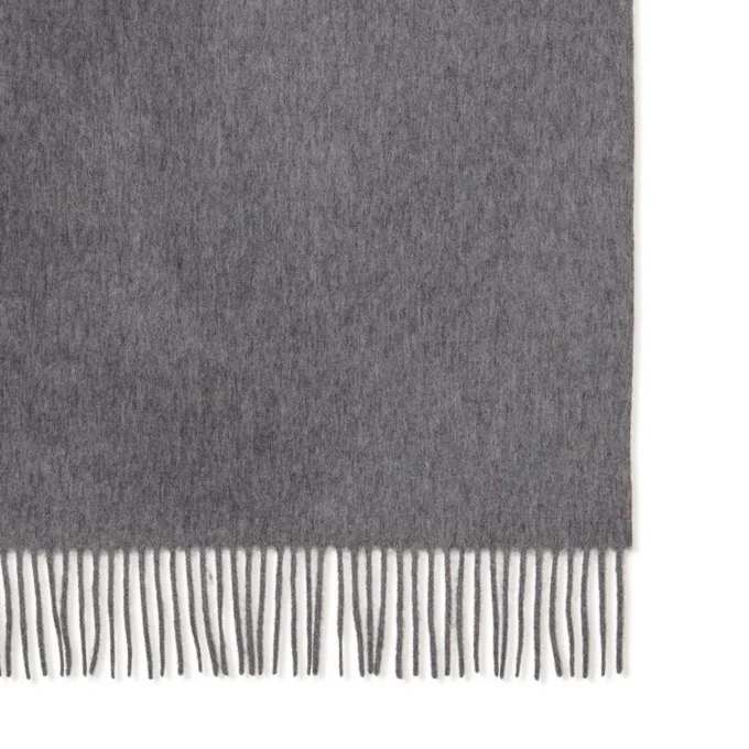Solid Merino Wool Scarf Grey Melange Embroidered Merino Wool