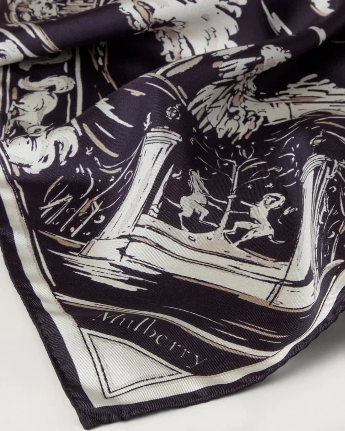 Square Scarf – British Park Deep Aubergine Silk Twill