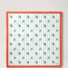 Square Scarf – Feather Lure Marina Blue & Coral Orange Silk Twill