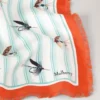 Square Scarf – Feather Lure Marina Blue & Coral Orange Silk Twill