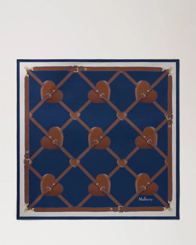 Square Scarf – Heart Pockets Pigment Blue Silk Twill