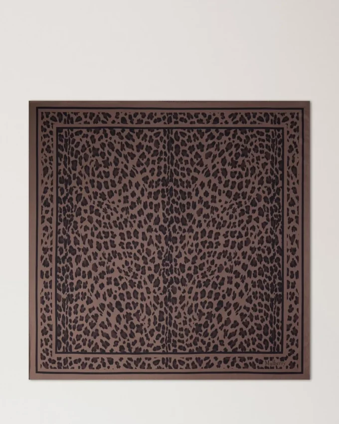 Square Scarf – Leopard Ebony Silk Twill Women