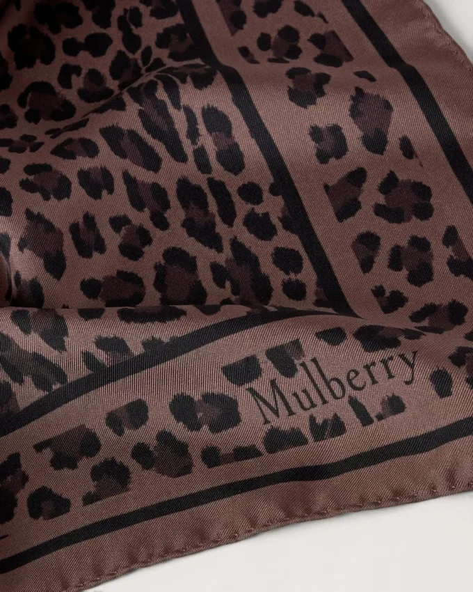 Square Scarf – Leopard Ebony Silk Twill Women