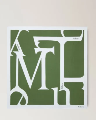 Square Scarf – Mulberry Lettering Fern & Eggshell Silk Twill