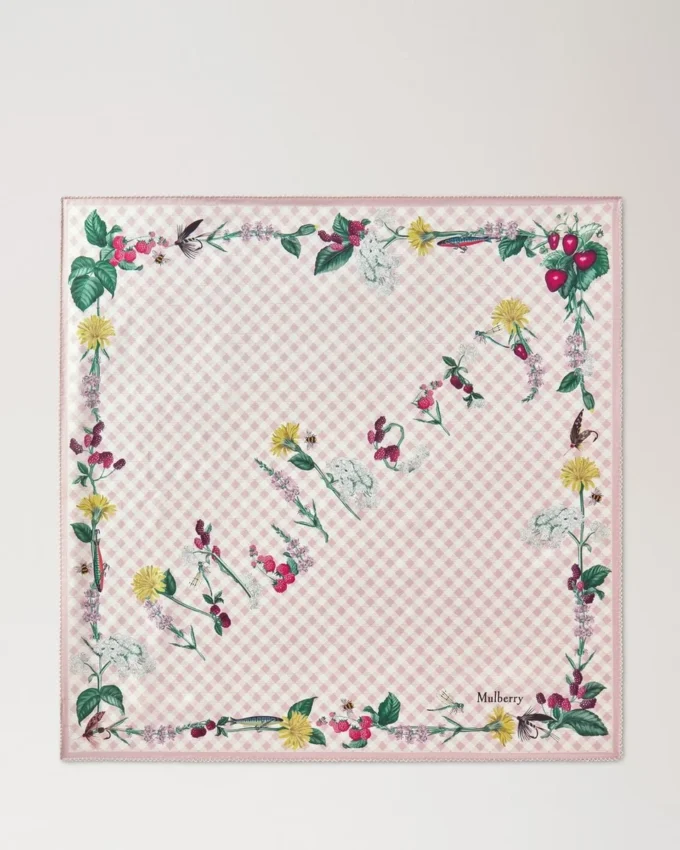 Square Scarf – Riverside Floral Blossom Pink Silk Twill