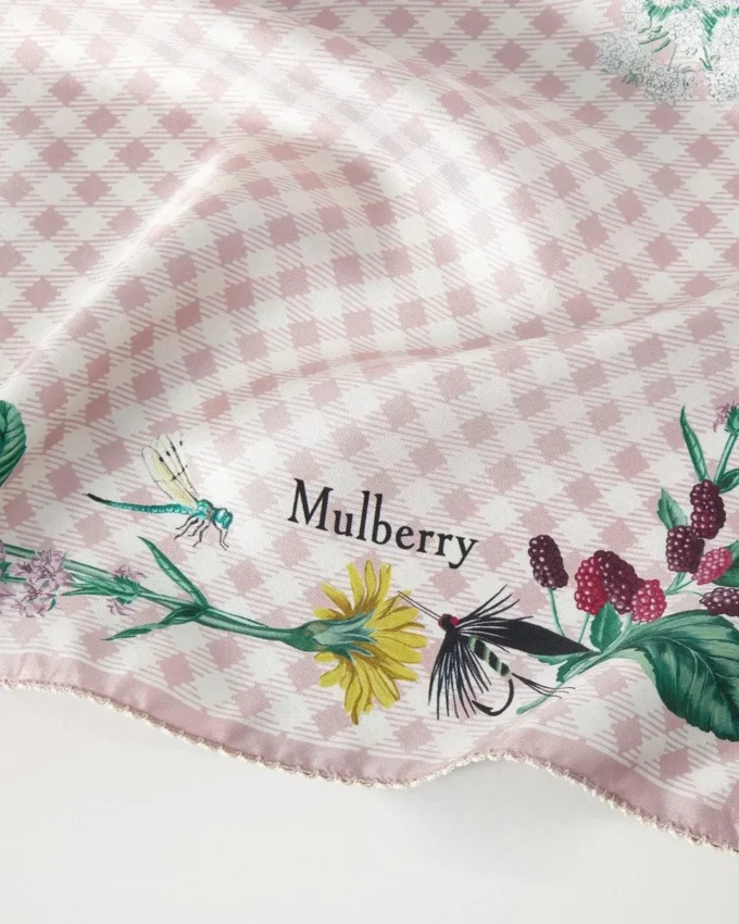 Square Scarf – Riverside Floral Blossom Pink Silk Twill