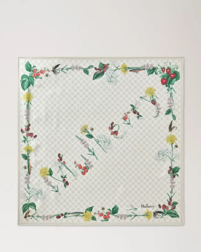 Square Scarf – Riverside Floral Eggshell Silk Twill