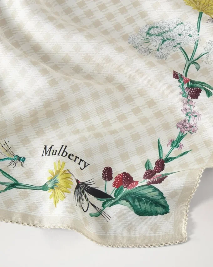 Square Scarf – Riverside Floral Eggshell Silk Twill