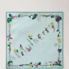 Square Scarf – Riverside Floral Marina Blue Silk Twill
