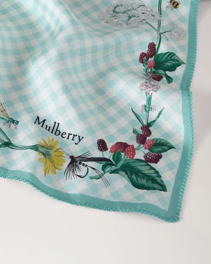 Square Scarf – Riverside Floral Marina Blue Silk Twill