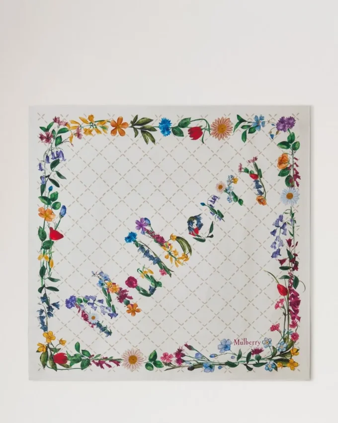 Square Scarf – Wild Floral Eggshell Silk Twill Women