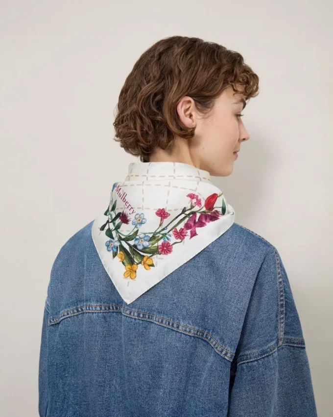 Square Scarf – Wild Floral Eggshell Silk Twill Women