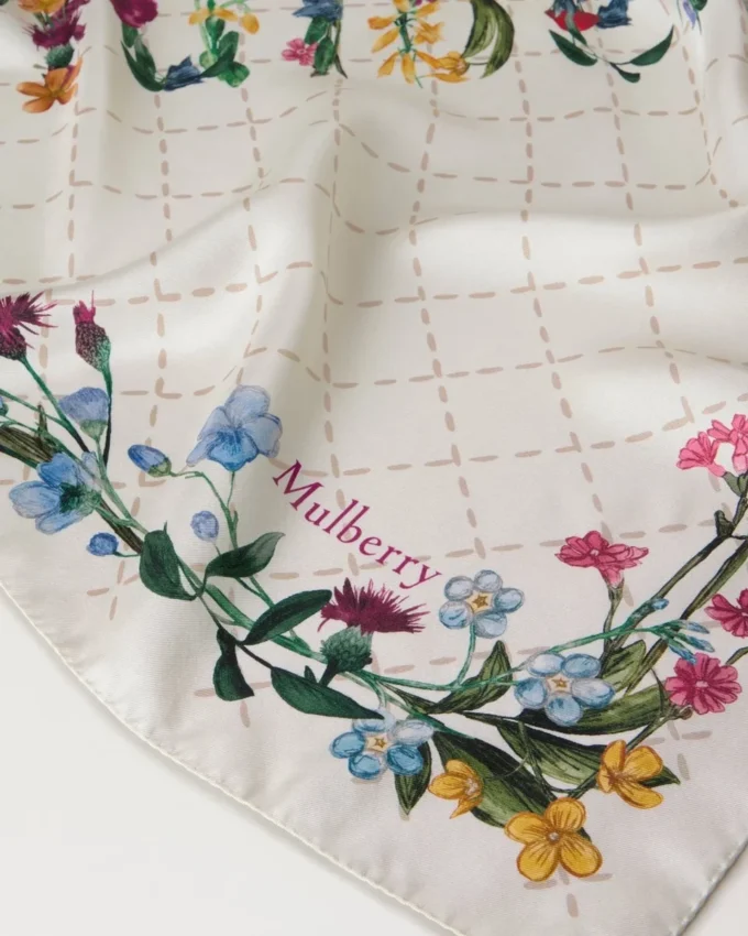 Square Scarf – Wild Floral Eggshell Silk Twill Women