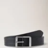 Stitched Reversible Belt Black Silky Calf Men