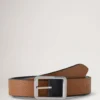Stitched Reversible Belt Black Silky Calf Men