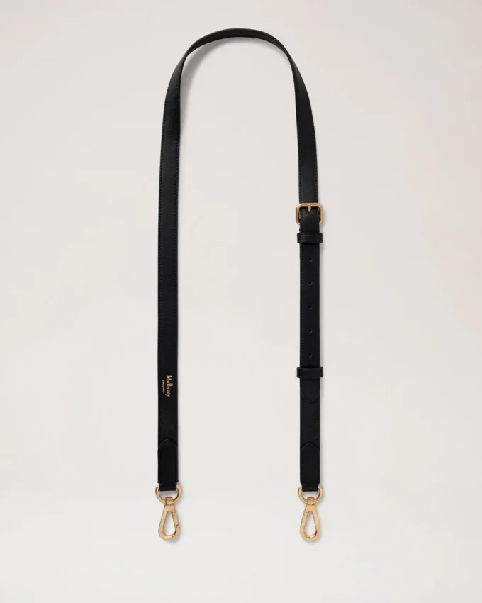 Thin Leather Strap Black Micro Classic Grain Women