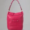 Tillie Drawstring Shoulder Pre-Loved Foxglove Pink Croc Nappa